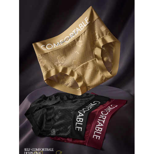 爆款輕奢法式無痕蕾絲透氣抗菌收腹提臀簡約胖mm大碼蠶絲底襠內褲