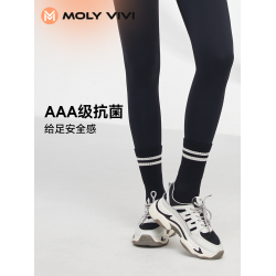 魔力薇薇運動襪女吸汗防臭秋冬外穿運動棉襪潮流搭配條紋中筒襪
