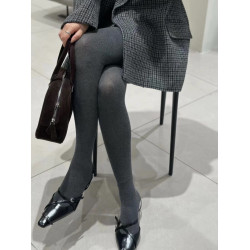 顯瘦高級深灰色~薄款不加絨 緊身款純棉日系竪條紋打底連褲襪春秋