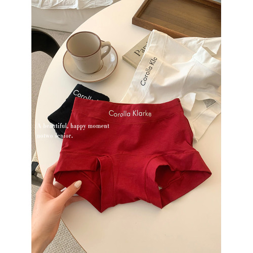 紅色內褲女本命年屬蛇年女士收腹無痕平角純棉抗菌全棉襠三角短褲