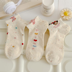 點紗小兔襪子女春夏純棉短襪可愛卡通春秋短筒淺口新款船襪ins潮
