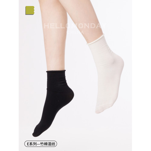 襪子女夏薄款中筒襪配小皮鞋無骨黑白色涼感竹纖維抗菌堆堆棉夏季 襪子女夏薄款中筒襪配小皮鞋無骨黑白色涼感竹纖維抗菌堆堆棉夏季