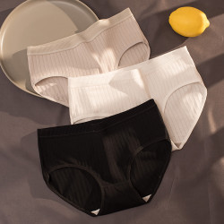 4條中腰內褲女純棉日系少女學生女生女士黑色白色棉100%透氣抗菌