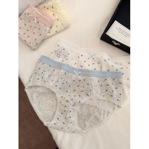內褲女生純棉抗菌A類全棉加長襠少女可愛中腰三角褲女士褲頭純欲