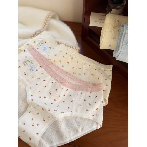 內褲女生純棉抗菌A類全棉加長襠少女可愛中腰三角褲女士褲頭純欲