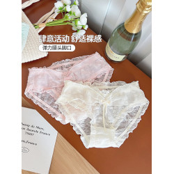 六衹兔子內褲女純棉底襠性感網紗透氣三角褲甜美純欲蝴蝶結短褲女