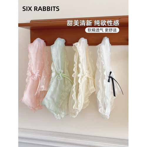 六衹兔子內褲女純棉底襠性感網紗透氣三角褲甜美純欲蝴蝶結短褲女 六衹兔子內褲女純棉底襠性感網紗透氣三角褲甜美純欲蝴蝶結短褲女