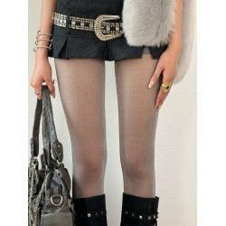 BON 輕亞辣妹時髦小衆亮絲咖色絲襪薄款個性走秀款復古少女連褲襪