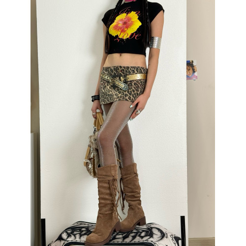 BON 輕亞辣妹時髦小衆亮絲咖色絲襪薄款個性走秀款復古少女連褲襪 BON 輕亞辣妹時髦小衆亮絲咖色絲襪薄款個性走秀款復古少女連褲襪