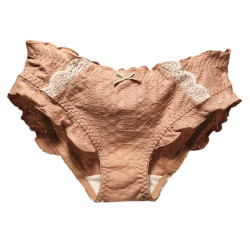 日系棉質面料內褲女士低腰甜美少女荷葉邊透氣棉襠底褲秋冬款褲頭