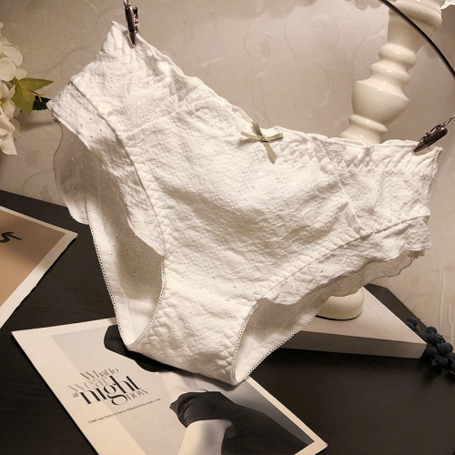 日系棉質面料內褲女士低腰甜美少女荷葉邊透氣棉襠底褲秋冬款褲頭 日系棉質面料內褲女士低腰甜美少女荷葉邊透氣棉襠底褲秋冬款褲頭