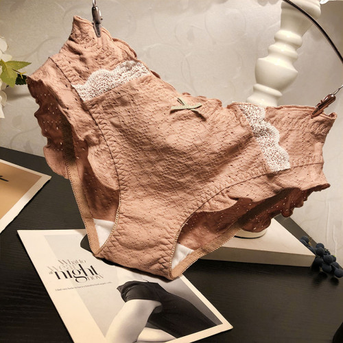 日系棉質面料內褲女士低腰甜美少女荷葉邊透氣棉襠底褲秋冬款褲頭 日系棉質面料內褲女士低腰甜美少女荷葉邊透氣棉襠底褲秋冬款褲頭