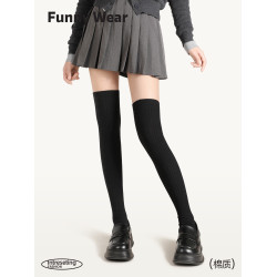 長筒襪女春秋季堆堆小腿襪竪條紋顯瘦過膝襪配靴子長腿襪高筒襪子