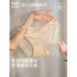 貓人蕾絲內褲女士性感純欲2025新款抗菌襠少女生無痕三角褲夏薄款