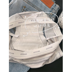 敲舒適的莫代爾~中腰條紋網紗純棉新款大碼內褲簡約女士胖mm內褲