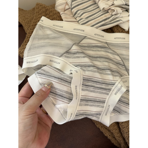 敲舒適的莫代爾~中腰條紋網紗純棉新款大碼內褲簡約女士胖mm內褲 敲舒適的莫代爾~中腰條紋網紗純棉新款大碼內褲簡約女士胖mm內褲