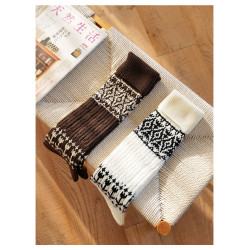 Himade費爾島襪套女秋冬季搭配鯊魚褲堆堆小腿襪加厚保暖腿套襪子