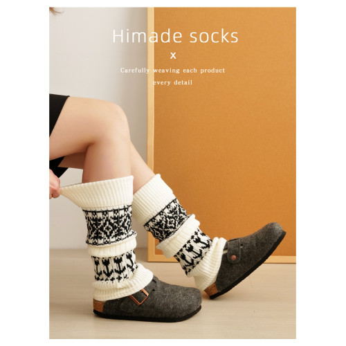 Himade費爾島襪套女秋冬季搭配鯊魚褲堆堆小腿襪加厚保暖腿套襪子 Himade費爾島襪套女秋冬季搭配鯊魚褲堆堆小腿襪加厚保暖腿套襪子
