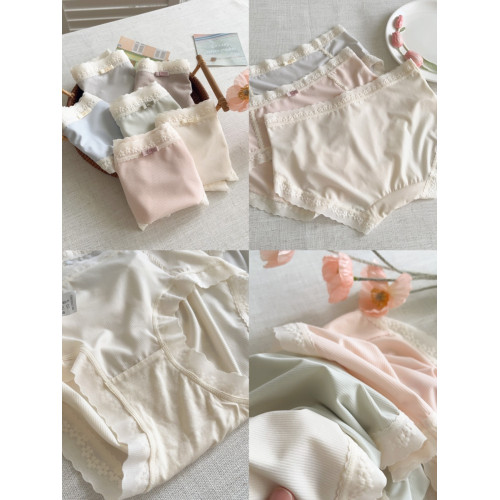 5A抗菌內褲！桑蠶絲檔奶油色甜美蝴蝶結中腰透氣少女內褲
