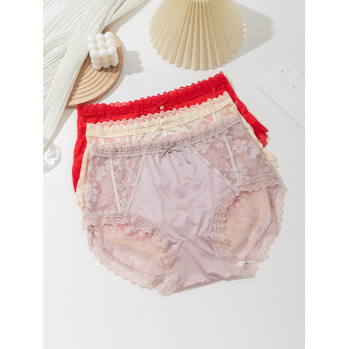 大碼蕾絲內褲女胖mm200斤中高腰網紗性感新款純欲無痕透氣三角褲