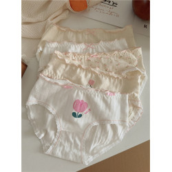 5條A類嬰兒棉內褲女純棉嬭黃碎花少女生全棉襠女士三角褲2025新款