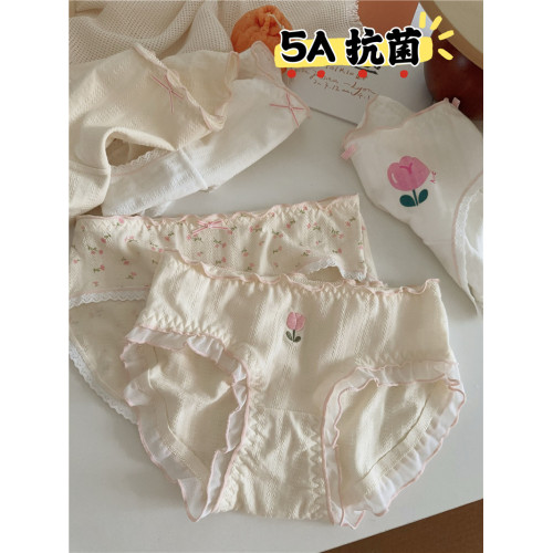 5條A類嬰兒棉內褲女純棉嬭黃碎花少女生全棉襠女士三角褲2025新款