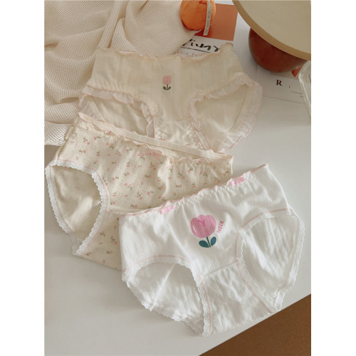 5條A類嬰兒棉內褲女純棉嬭黃碎花少女生全棉襠女士三角褲2025新款