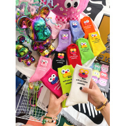 個性手工款醜萌大嘴字母粉色堆堆襪女Ins潮日韓搭洞洞鞋外穿長襪