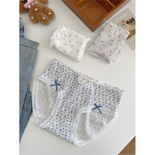 5條裝10A抗菌女生內褲純棉中腰大碼日系碎花A類棉少女學生三角褲 5條裝10A抗菌女生內褲純棉中腰大碼日系碎花A類棉少女學生三角褲