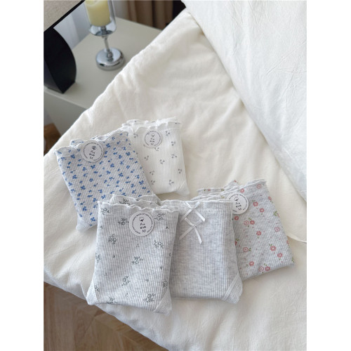 5條裝10A抗菌女生內褲純棉中腰大碼日系碎花A類棉少女學生三角褲 5條裝10A抗菌女生內褲純棉中腰大碼日系碎花A類棉少女學生三角褲