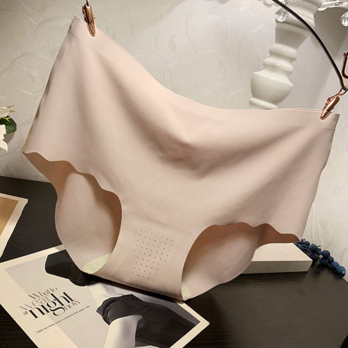 一片式無痕貼膠舒適內褲女士性感中低腰甜美少女舒適純棉襠三角褲