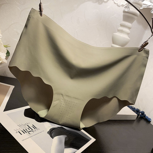 一片式無痕貼膠舒適內褲女士性感中低腰甜美少女舒適純棉襠三角褲