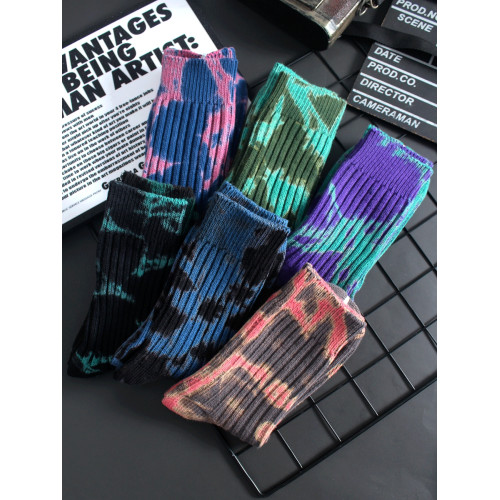 襪子男中筒襪女長襪加厚純棉春秋紥染粗線復古褪色潮流日系長筒襪 襪子男中筒襪女長襪加厚純棉春秋紥染粗線復古褪色潮流日系長筒襪