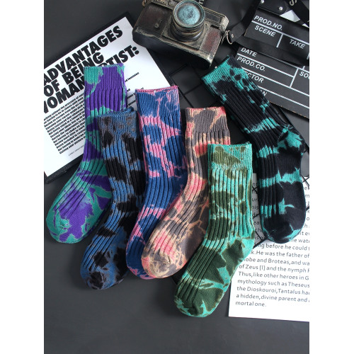 襪子男中筒襪女長襪加厚純棉春秋紥染粗線復古褪色潮流日系長筒襪 襪子男中筒襪女長襪加厚純棉春秋紥染粗線復古褪色潮流日系長筒襪