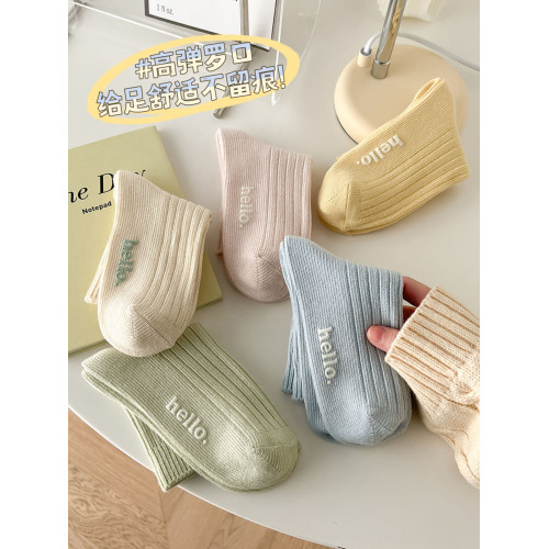 純色襪子女春秋季棉襪ins潮韓版日系粗線白色運動字母純色中筒襪 純色襪子女春秋季棉襪ins潮韓版日系粗線白色運動字母純色中筒襪