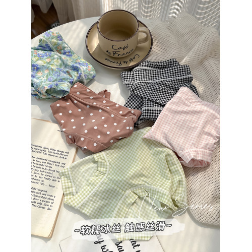 內褲女冰絲日系少女中低腰無痕速乾綠色柔軟透氣2024新款性感三角