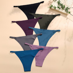 ins歐美無痕細帶純棉襠半包臀三角褲舒適透氣瑜珈健身運動內褲女