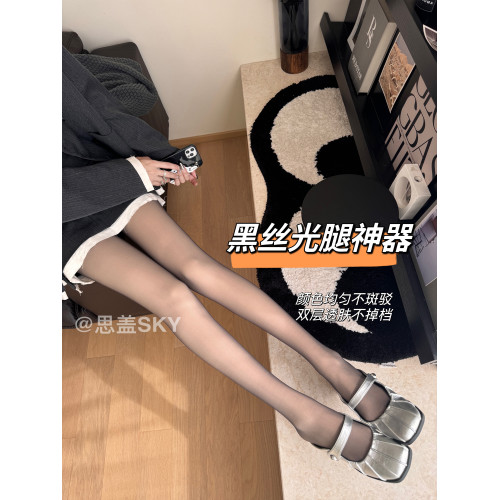 4.0思蓋sky升級加絨黑絲光腿神器高透0D秋冬黑透膚連褲襪假透肉襪