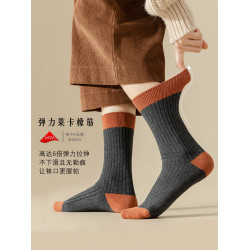 襪子女款秋冬季中筒襪ins潮純棉復古撞色長筒襪春秋無骨女士長筒