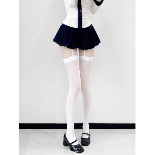 天鵞絨長筒襪女過膝襪甜美吊帶襪白色jk大腿襪子y2k高筒薄款黑絲 天鵞絨長筒襪女過膝襪甜美吊帶襪白色jk大腿襪子y2k高筒薄款黑絲