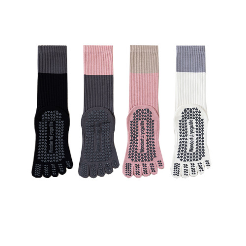 五指襪子女中筒純棉專業普拉提襪子防臭防腳氣舞蹈健身分趾長筒襪