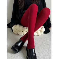 安可拉紅羊毛連褲襪外穿秋冬保暖加厚加絨條紋打底襪自髮熱直角跟