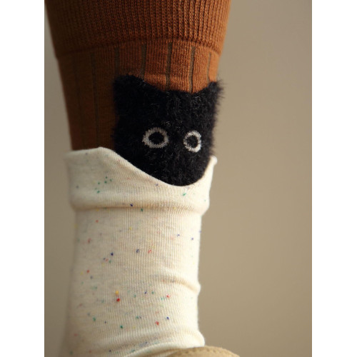 原創襪子女中筒襪ins潮雙羅口V貓兩穿無骨襪潮設計感小衆可愛長襪 原創襪子女中筒襪ins潮雙羅口V貓兩穿無骨襪潮設計感小衆可愛長襪