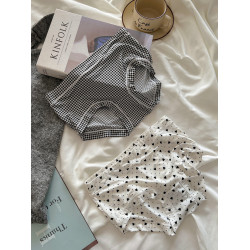 滑霤霤~內褲女冰絲牛奶絲無痕大碼薄款黑格子豹紋三角褲新款