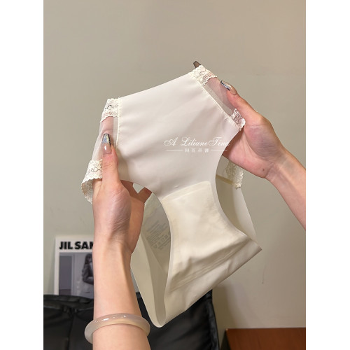 一片式冰絲無痕內褲女2025新款蕾絲邊低腰女士三角內褲夏包臀舒適