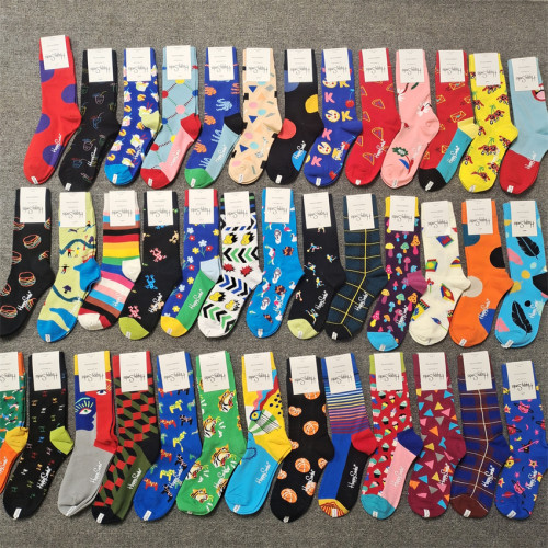 新品Happy socks超襪子女春秋ins時尚潮襪滑板運動網紅中筒襪襪子