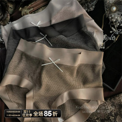 法式磨毛內褲女2024新純棉抗菌蠶絲襠透氣中腰無痕包臀女士三角褲