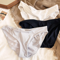 bi入基礎無痕牛奶絲低腰三角褲舒適棉襠高叉內褲通勤底褲透氣包臀