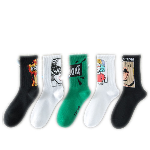 襪子男士長筒潮牌初高中潮流青少年純棉防臭吸汗塗鴉籃球運動中筒 襪子男士長筒潮牌初高中潮流青少年純棉防臭吸汗塗鴉籃球運動中筒