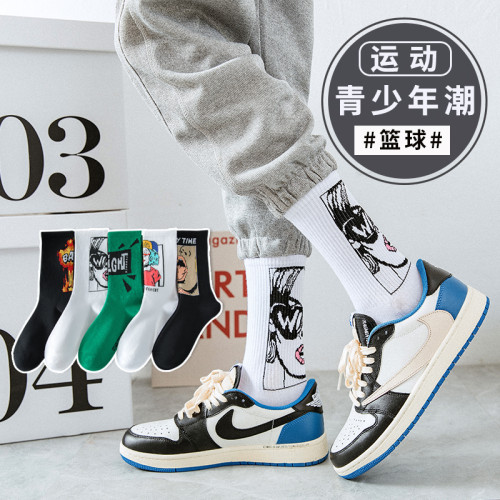 襪子男士長筒潮牌初高中潮流青少年純棉防臭吸汗塗鴉籃球運動中筒 襪子男士長筒潮牌初高中潮流青少年純棉防臭吸汗塗鴉籃球運動中筒